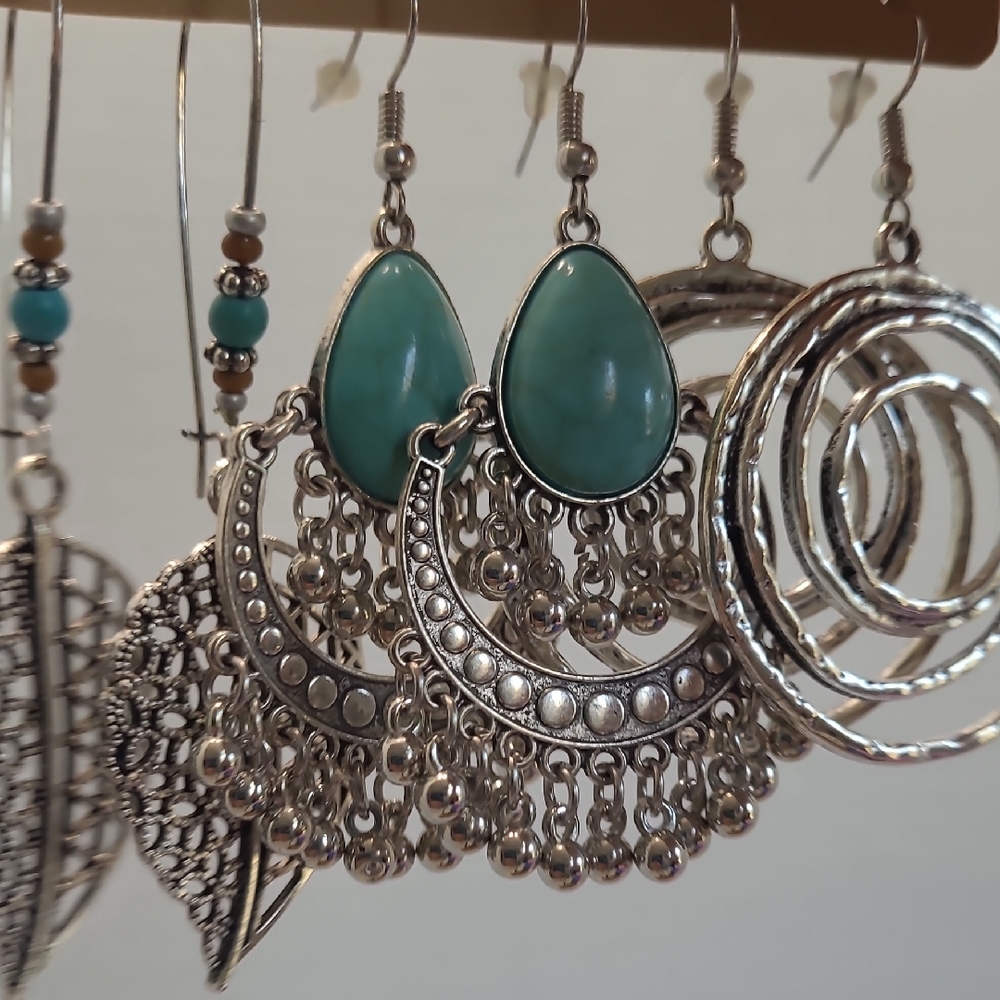 Silver and Blue Filigree Earrings